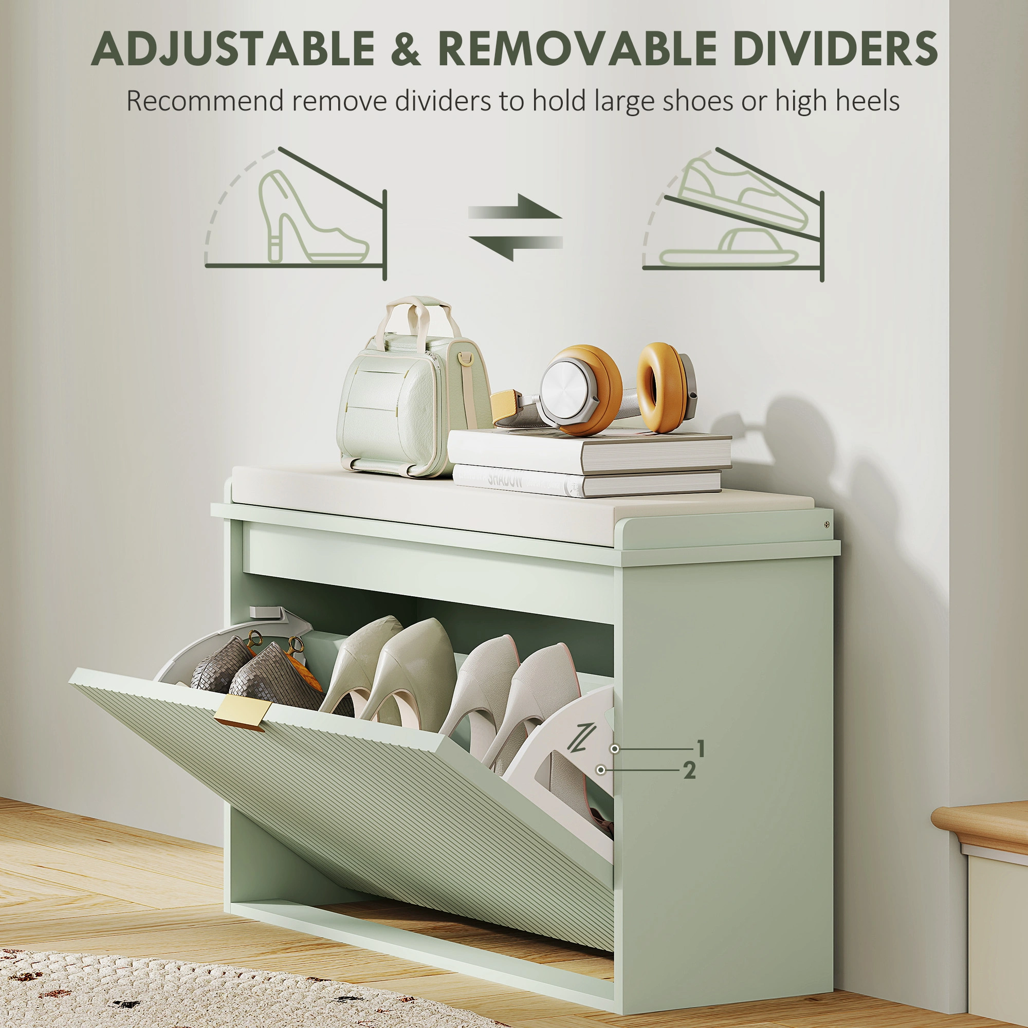 Shoe Storage Cabinet with Drawers, Multi-Layer Entryway Shoe Rack Organizer, Compact Hallway Shoe Cabinet for Home view 4