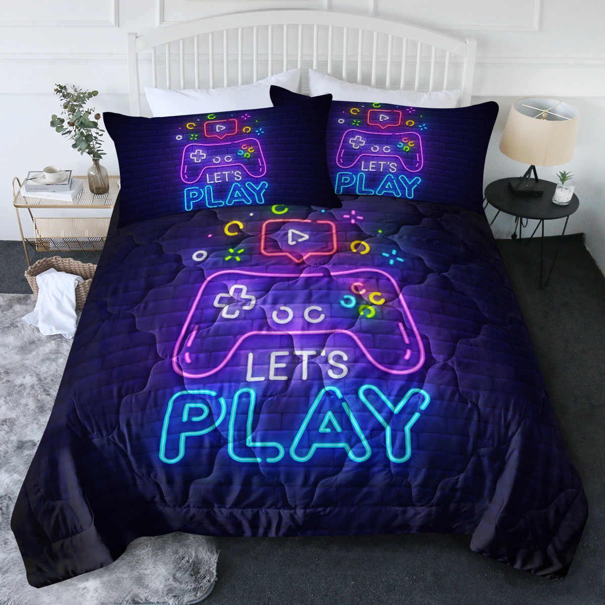 3PCS Colorful Radiance Comforter Set Queen Size, Enchanting Fascinating Bedding Set, Soft Cozy Duvet Cover Set for Bedroom