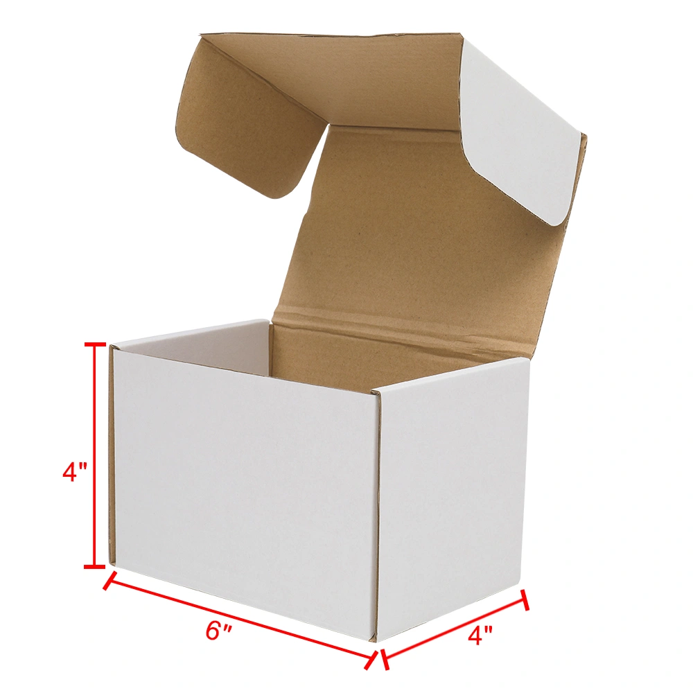 50 Corrugated Paper Boxes 6x4x4"(15.2*10*10cm)White Outside and Yellow Inside view 2