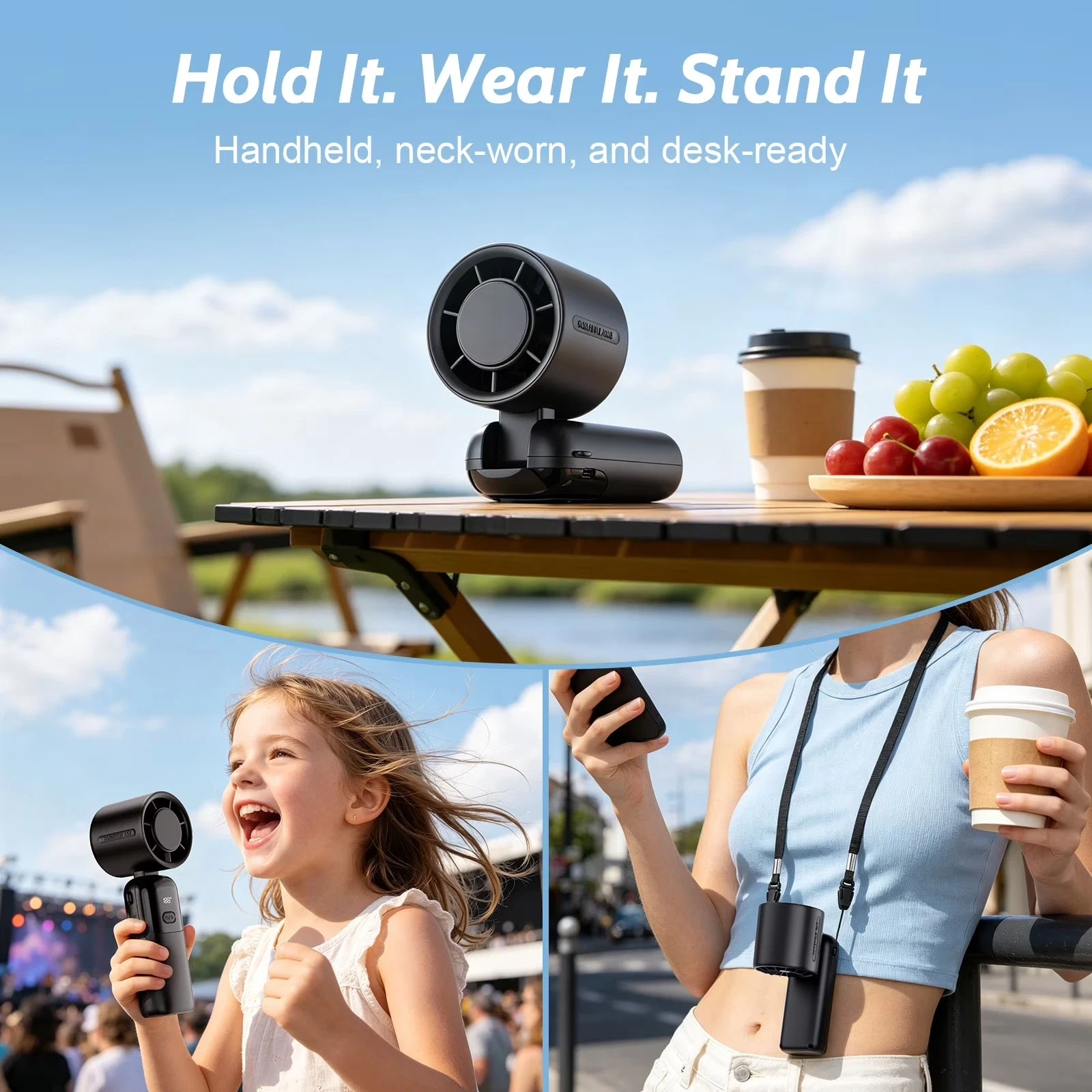 Portable Handheld Mini Turbo Fan In/Outdoor USB Rechargeable Ice Cooling Fans w/LED Display Fan view 7