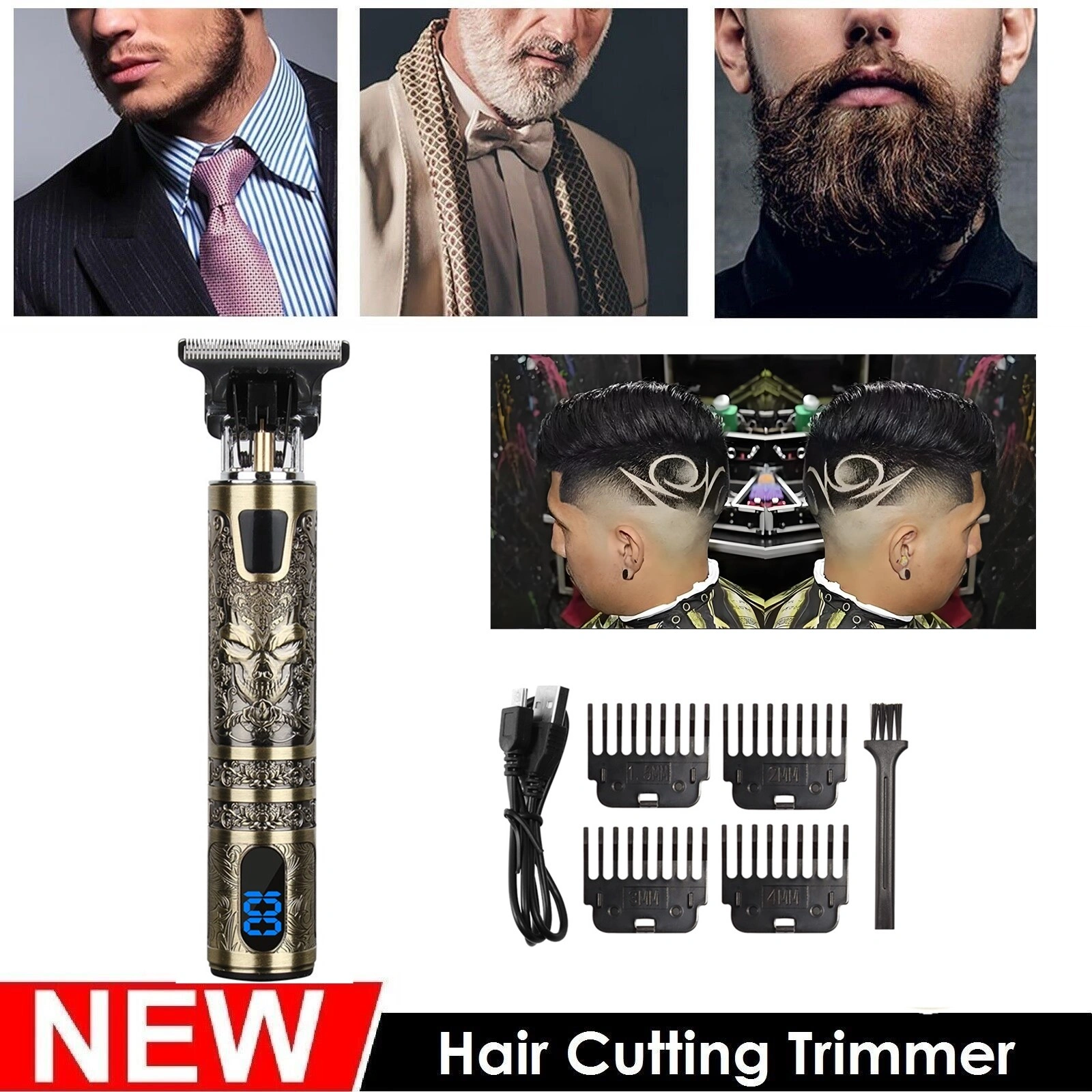 Professional Men Cordless Hair Clippers Beard Trimmer with LCD Screen Display Cutting Kit view 3