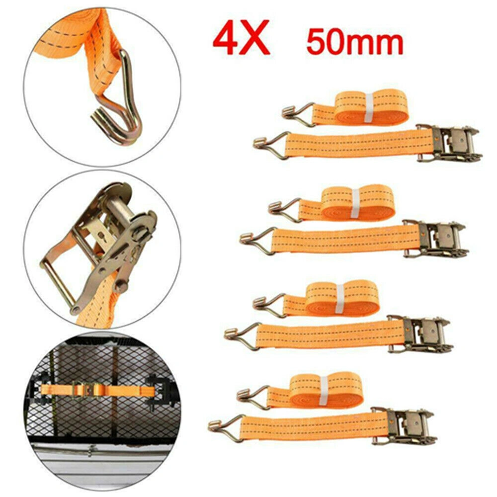 4X Heavy Duty Ratchet Ties Down Straps 50mm-6 Meter Lashing Cargo Luggage 3000KG view 2