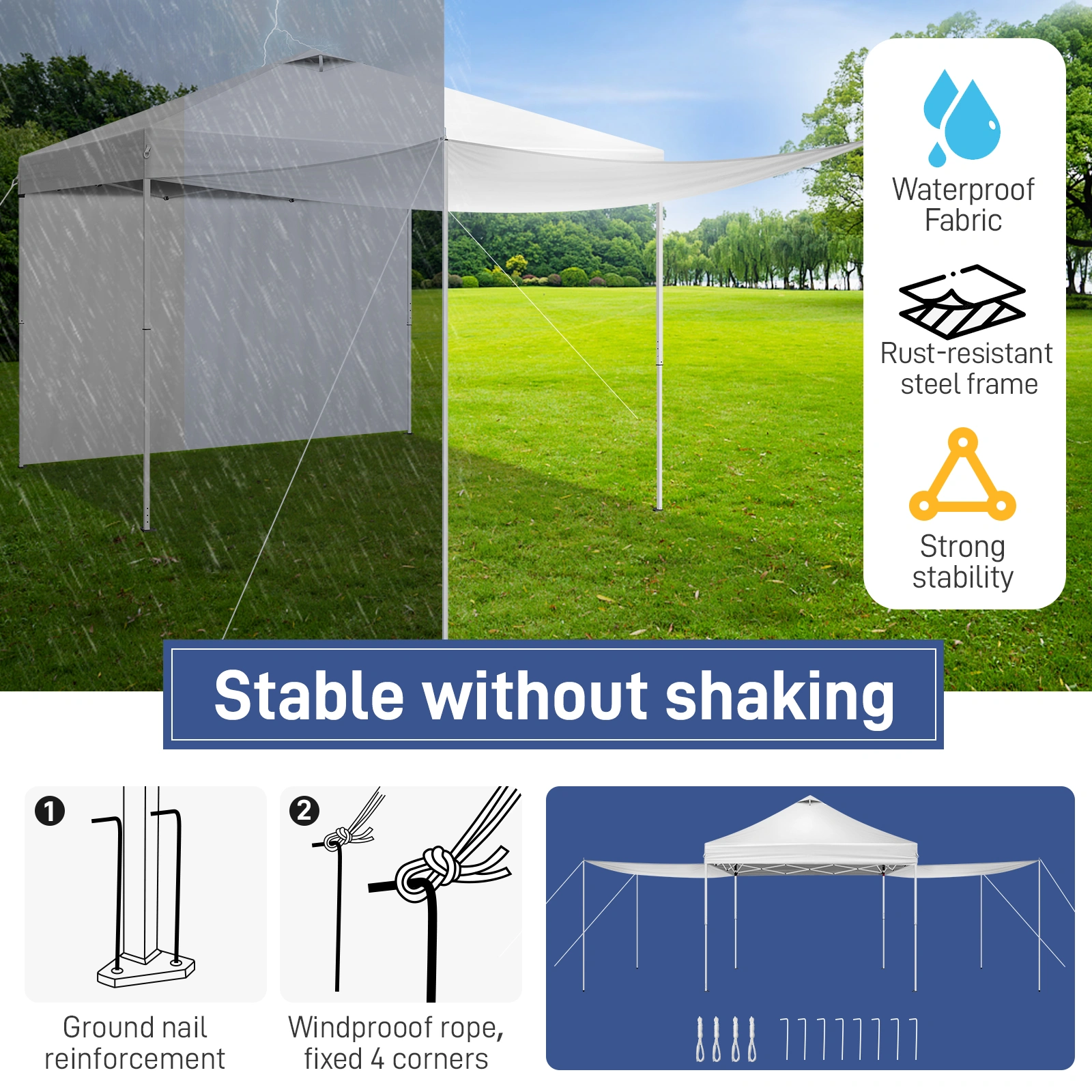 10x10FT Pop Up Canopy Tent with 2 Sidewalls, Outdoor Party Shelter Canopy for Events view 10