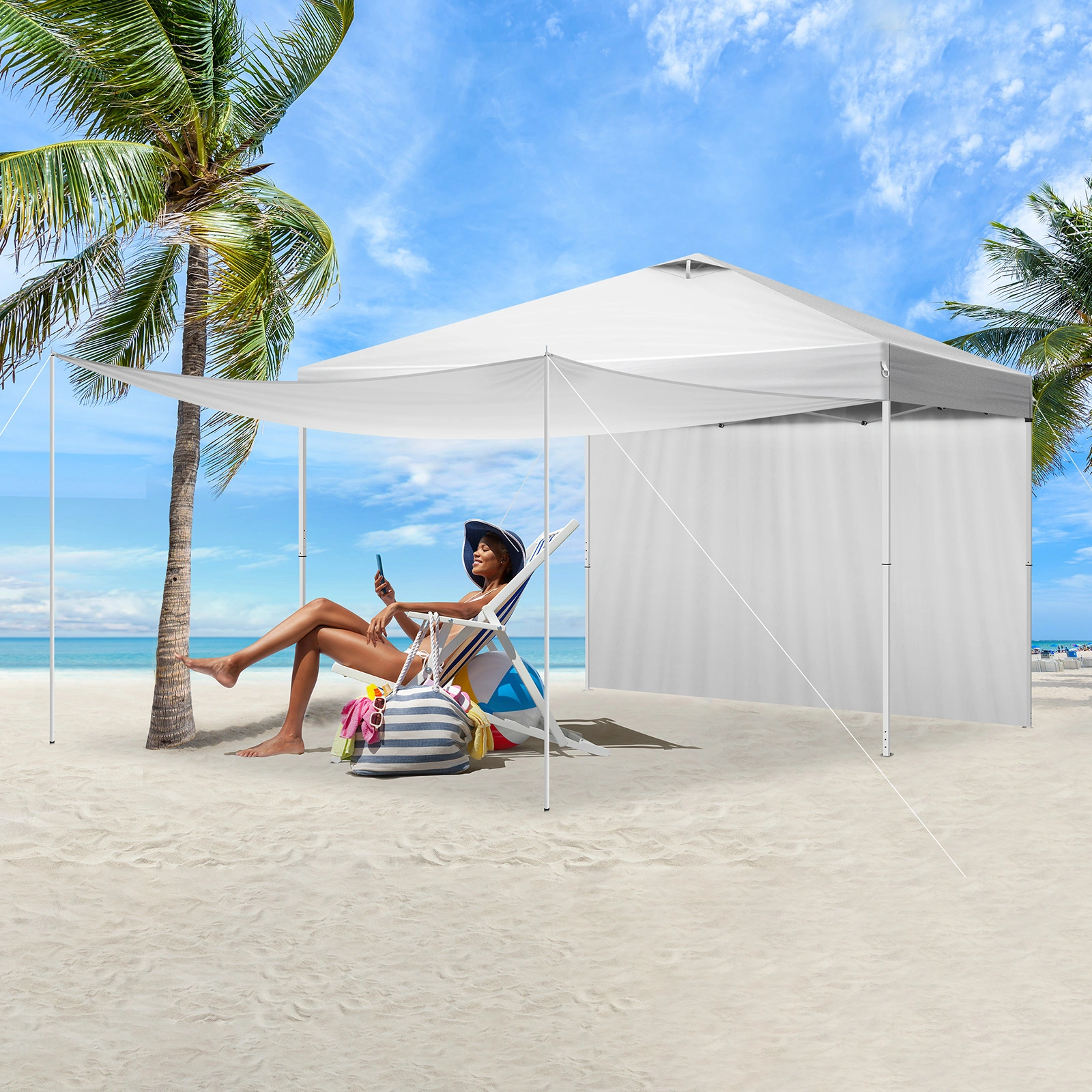 10x10FT Pop Up Canopy Tent with 2 Sidewalls, Outdoor Party Shelter Canopy for Events view 14