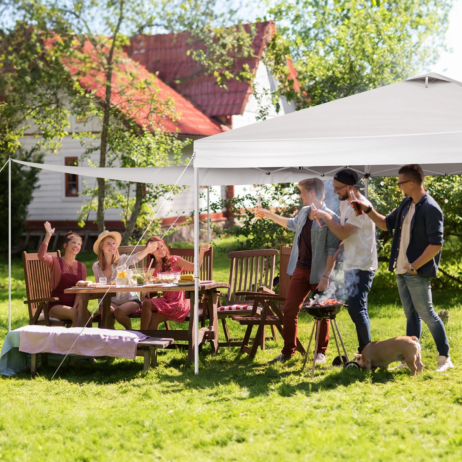 10x10FT Pop Up Canopy Tent with 2 Sidewalls, Outdoor Party Shelter Canopy for Events view 16