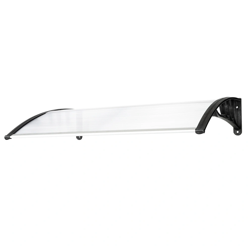 HT-120x80 Door & Window Rain Eaves Canopy - White, Black Bracket view 3