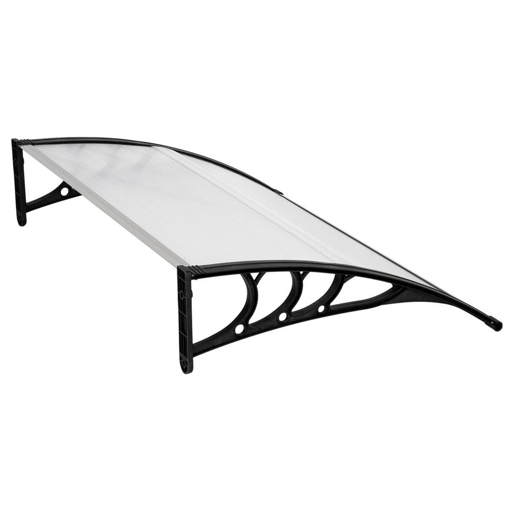HT-120x80 Door & Window Rain Eaves Canopy - White, Black Bracket view 5