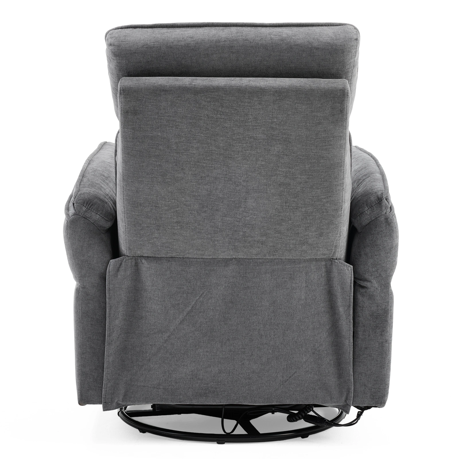 Electric Power Recliner Chair, 300° Swivel Rocker, Adjustable Headrest & Foldable Armrests, 330 Lbs Weight Capacity Indoor Functional Chair with Cushion, Dark Gray Chenille view 2