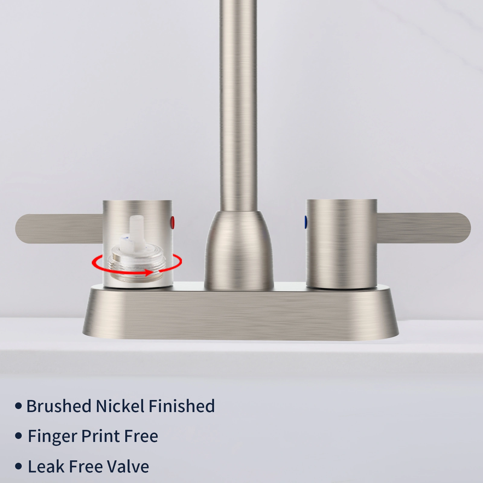 2 Handles Bathroom Sink Faucet, Brushed Nickel Centerset RV Bathroom Faucets for 3 Hole [pop-up drain and hose not included][Unable ship on weekends, TK/TEMU only for pickup, only TX10643 warehouse supports GOFO] view 2