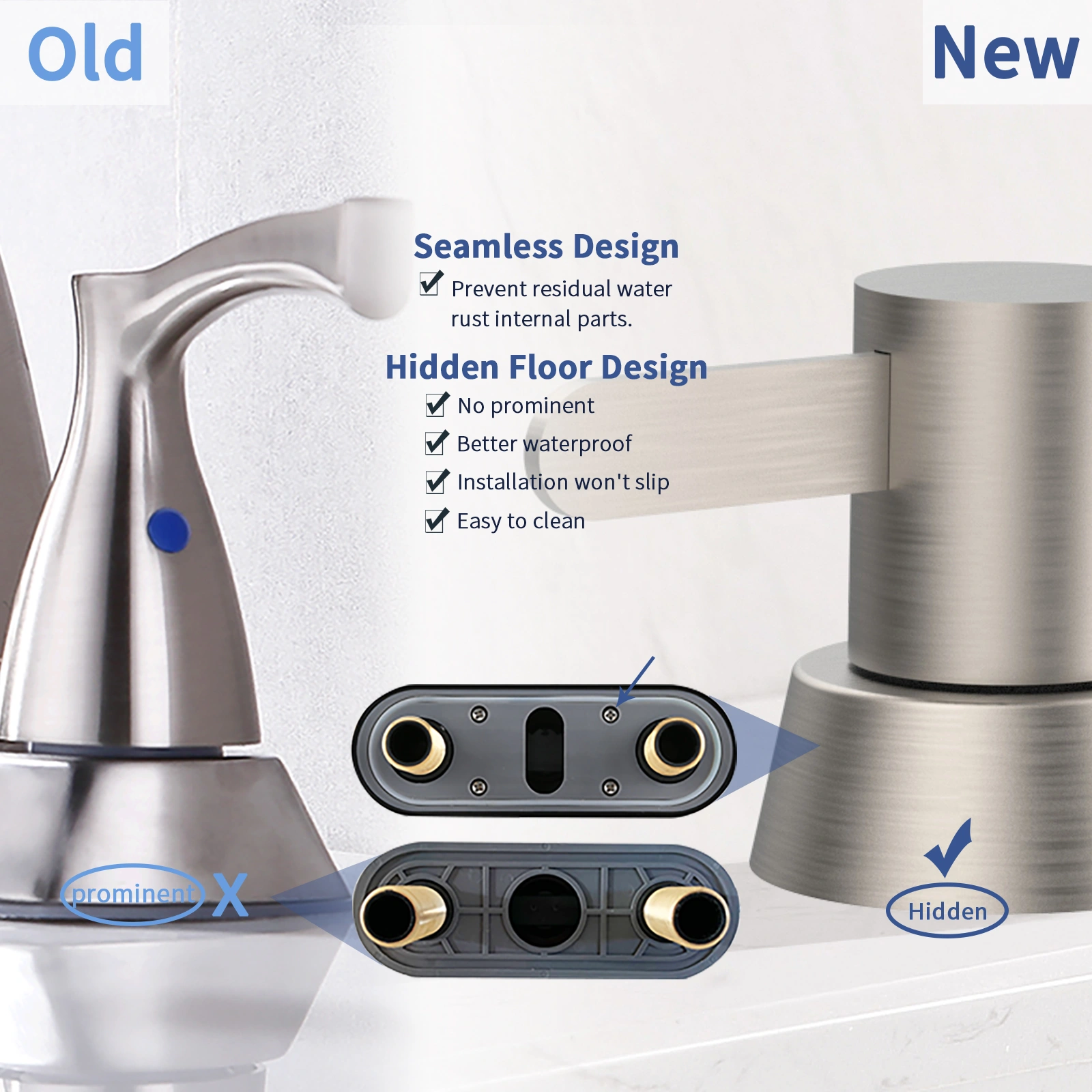 2 Handles Bathroom Sink Faucet, Brushed Nickel Centerset RV Bathroom Faucets for 3 Hole [pop-up drain and hose not included][Unable ship on weekends, TK/TEMU only for pickup, only TX10643 warehouse supports GOFO] view 5