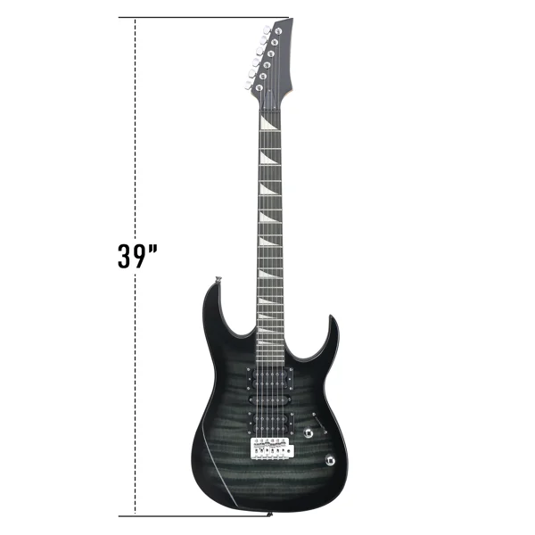 170 Model 39in Electric Guitar HSH Pickups Black complete starter kit suit for Hard Tiger-striped Black view 5
