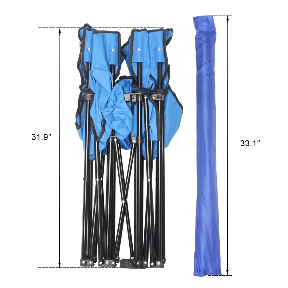 Portable Outdoor 2-Seat Folding Chair with Removable Sun Umbrella Blue view 41