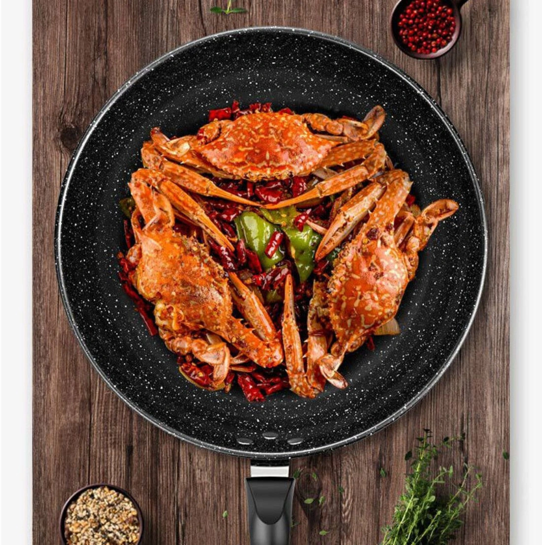 30CM Granite Non-Stick Frying Pan, Skillet Saute Pan with Tempered Glass Lid, Induction Compatible Cookware, 12-Inch view 4