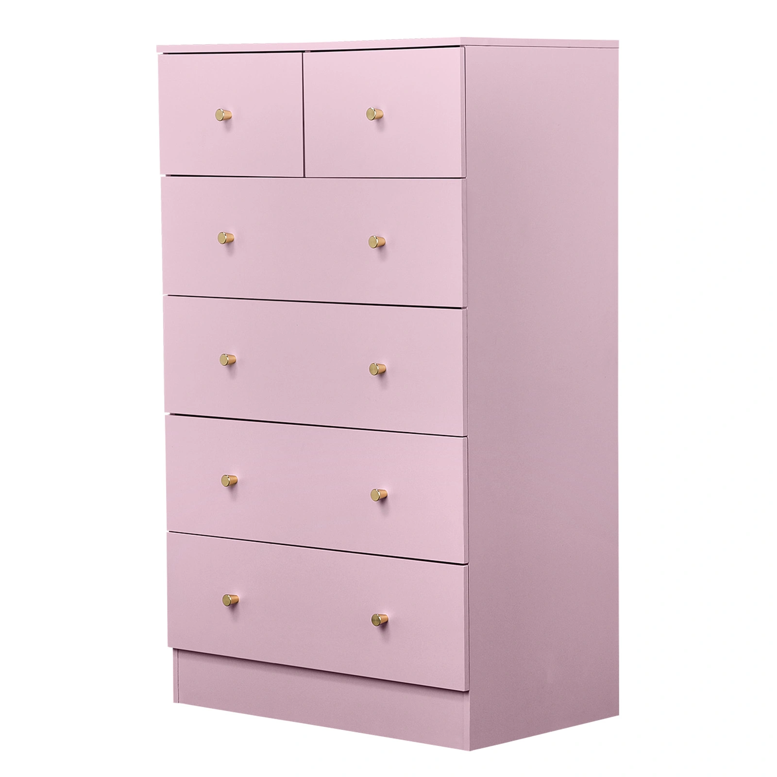 Macaron powder, particleboard with a textured melamine finish, 66*40*111cm, 4+2 drawer cabinet, matte gold handles view 2