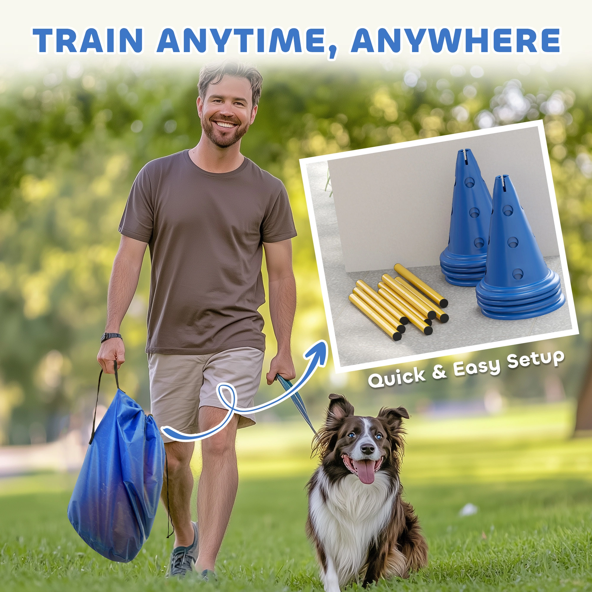 Dog Agility Training Cones Set of 8 - Orange Reflective Markers