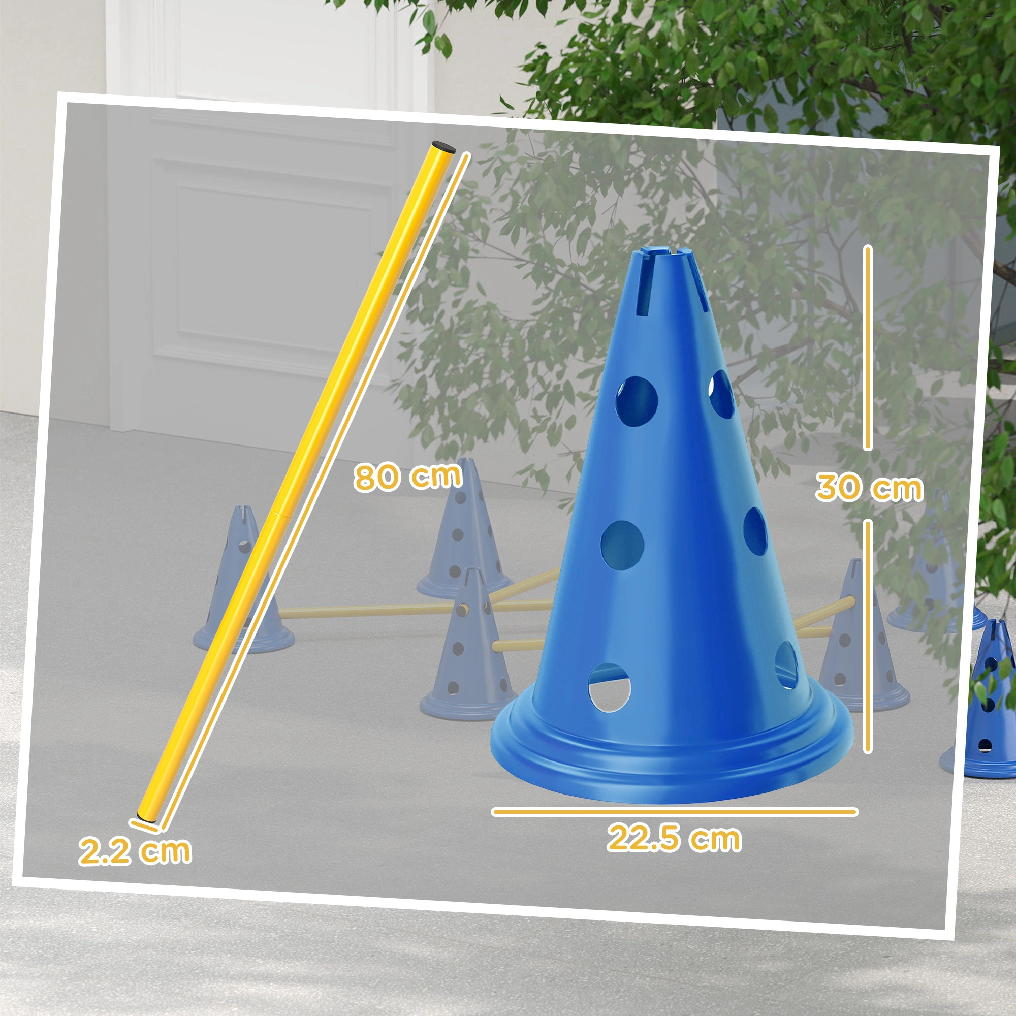 Dog Agility Training Cones Set of 8 - Orange Reflective Markers view 2
