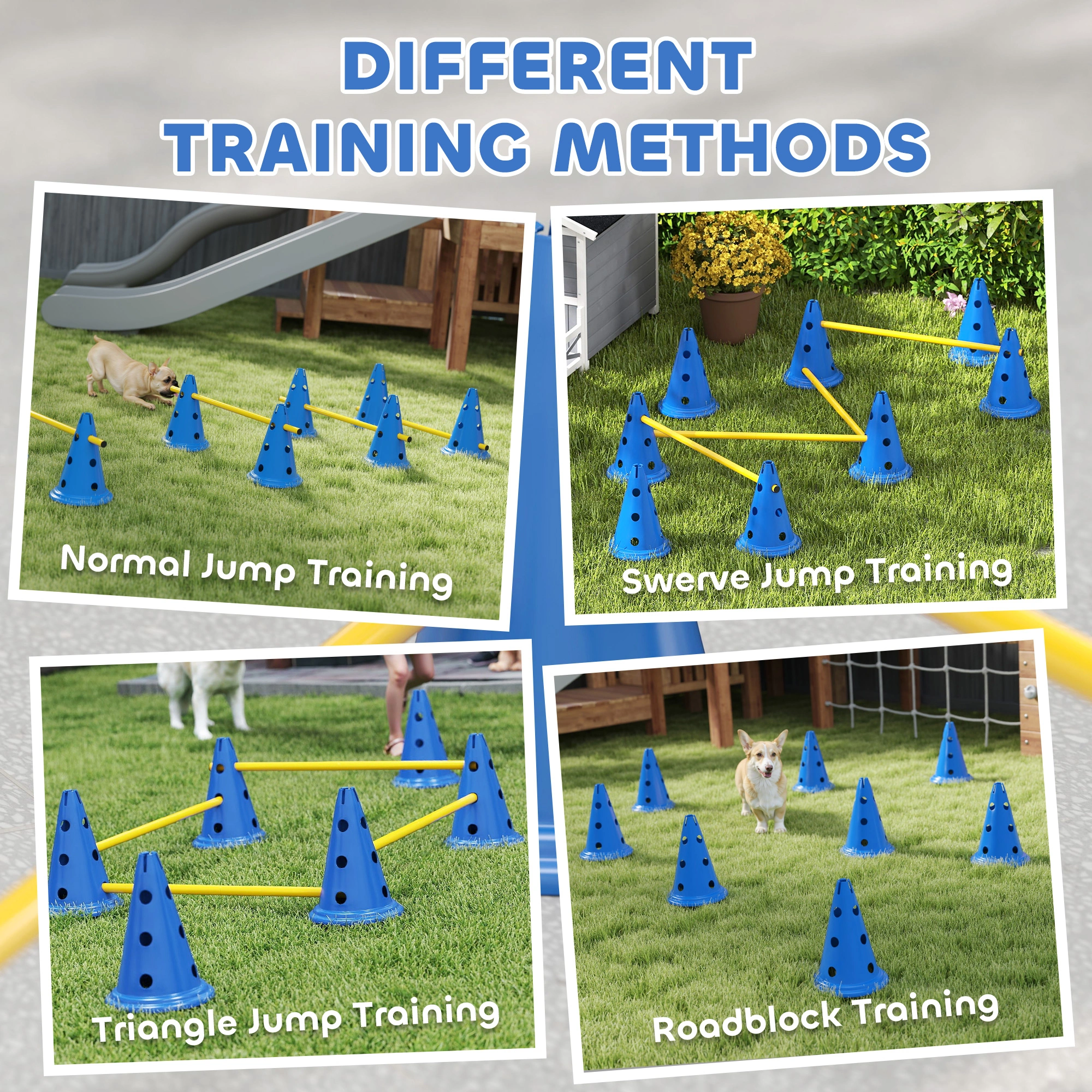 Dog Agility Training Cones Set of 8 - Orange Reflective Markers view 3