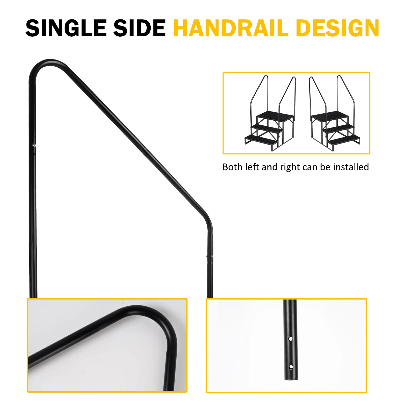 3-Step Pool Ladder with Dual Handrails, 660 lb Capacity Above Ground Swimming Pool Steps, Anti-Slip RV Mobile Home Stairs, Heavy Duty Safety Ladder view 3