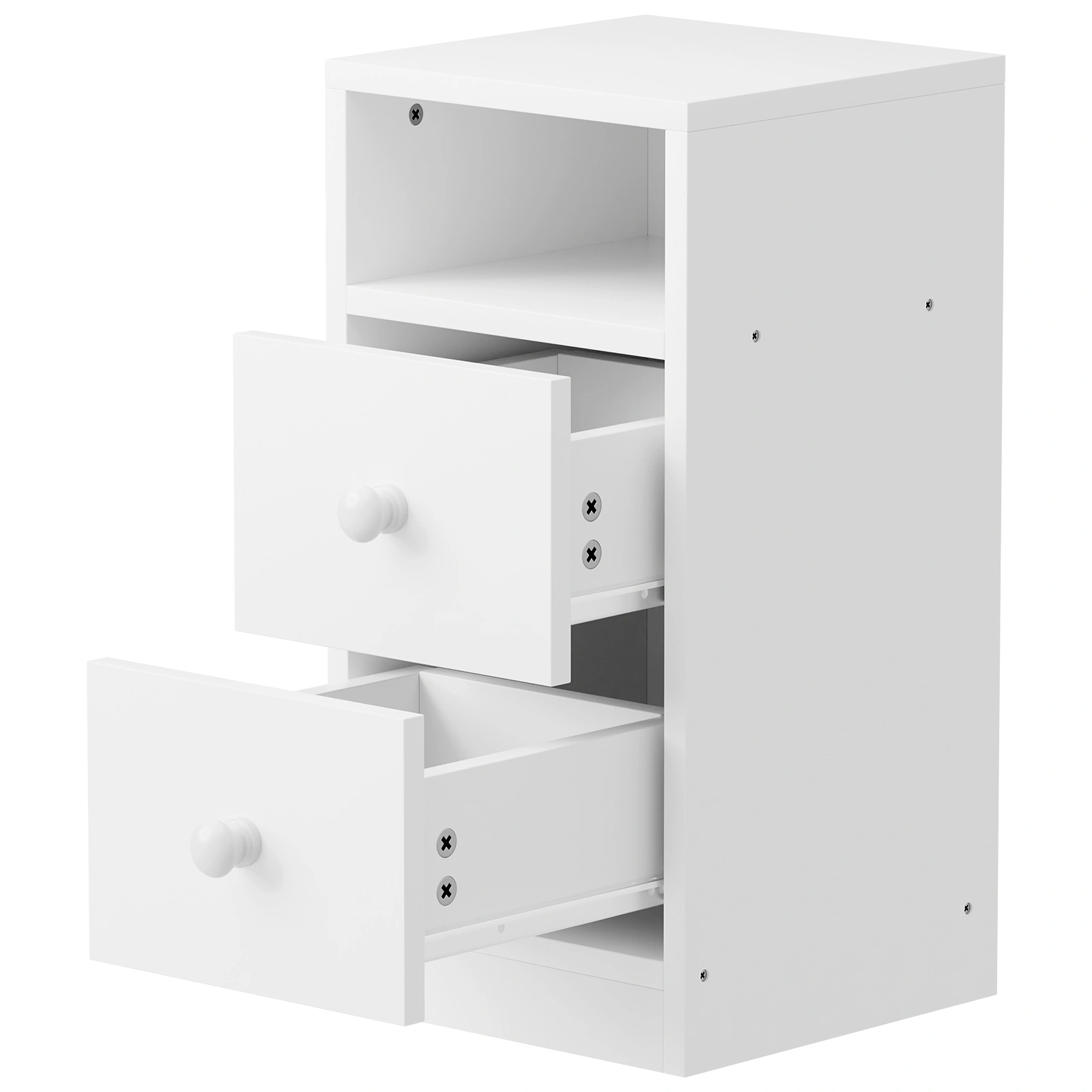 2 Pack White Nightstands with 2 Drawers Modern Bedside Tables for Bedroom Living Room view 2