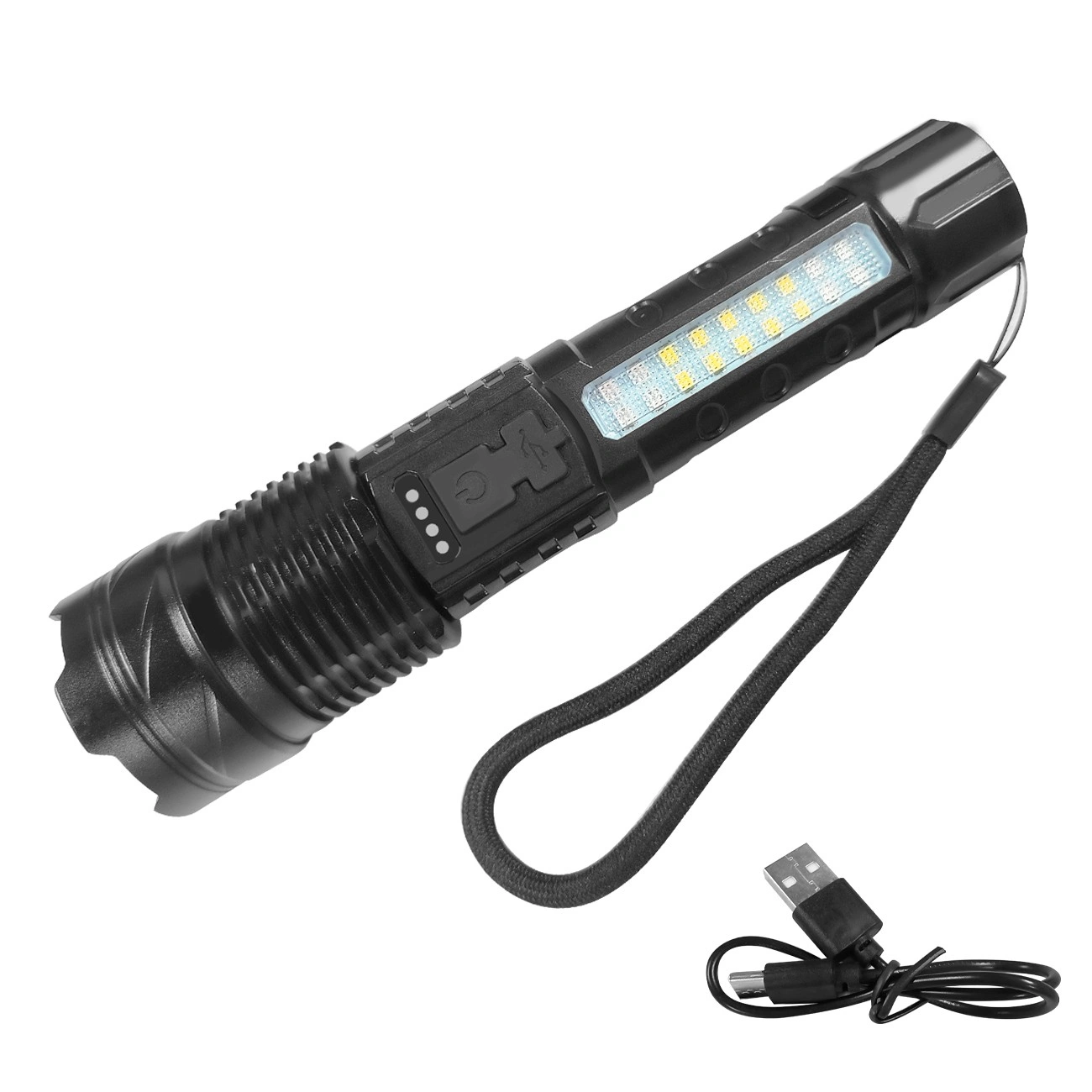 USB Rechargeable LED Flashlight Adjustable Focus Camping Hiking Outdoor Work Light view 2