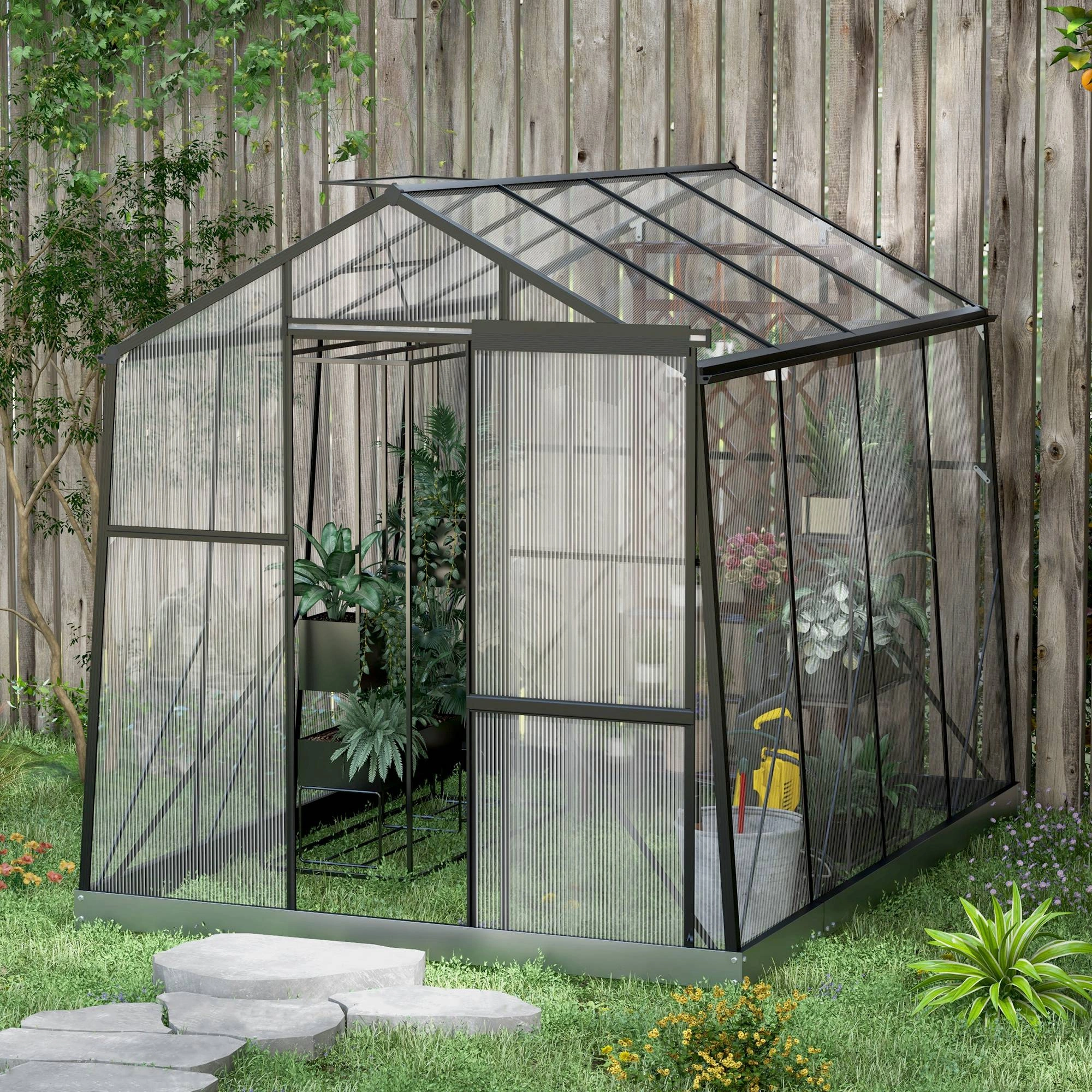 Deluxe Walk-in Tunnel Greenhouse 6×10 Feet - Rooted Growing House with Side Ventilation, Full Coverage Zip Door, All-Season Protection view 3