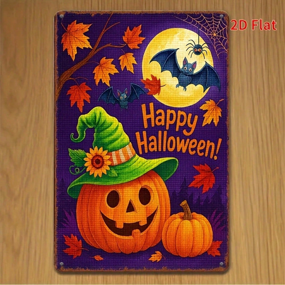 Happy Halloween Vintage Metal Sign 8x12, Funny Retro Tin Wall Plaque, Halloween Party Home Bar Decor, Thematic Home Decoration view 5