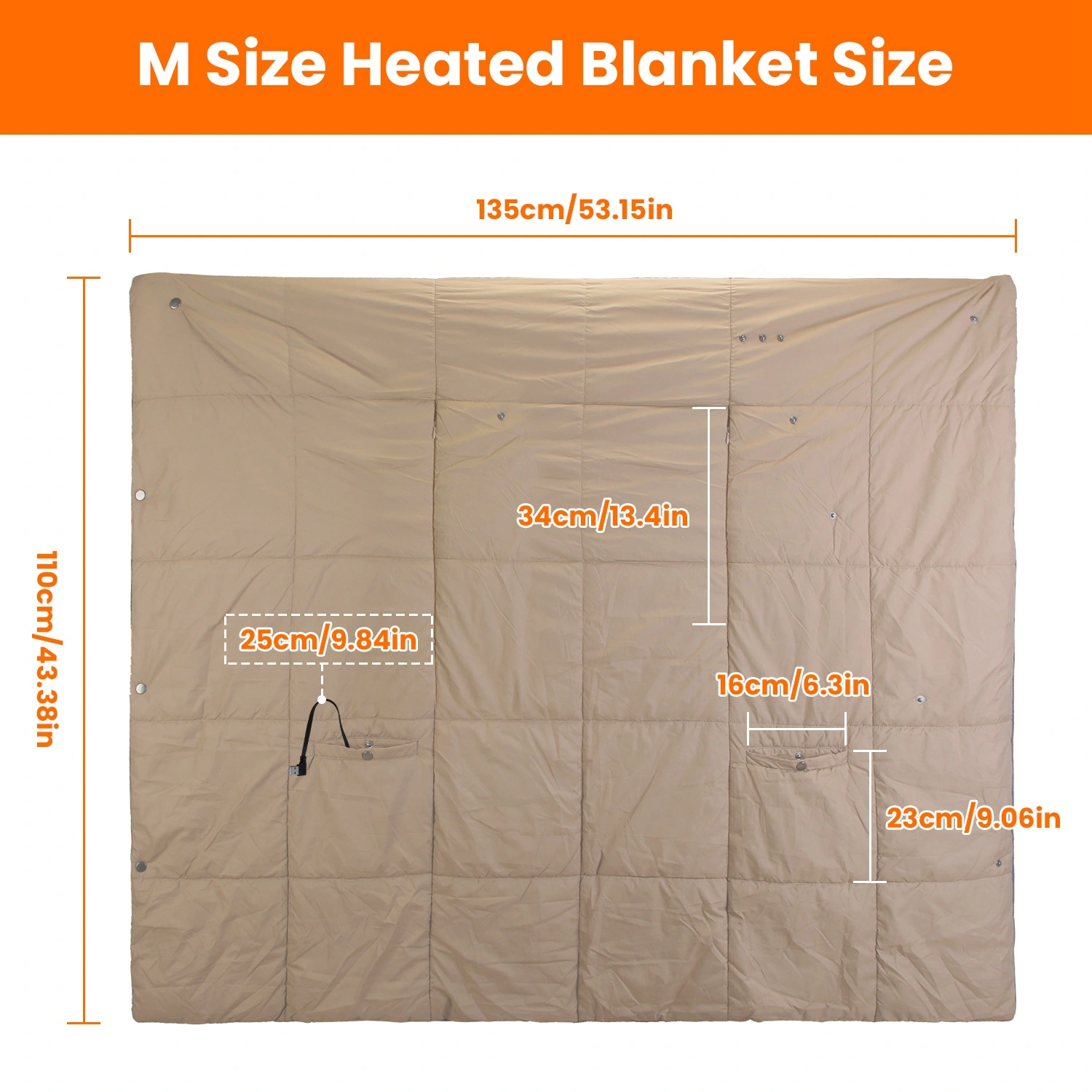 USB Heated Blanket Poncho Shawl, 6-Zone 3-Level Electric Wrap with Zipper Arms & Pocket, Machine Washable for Home Office Outdoor view 8