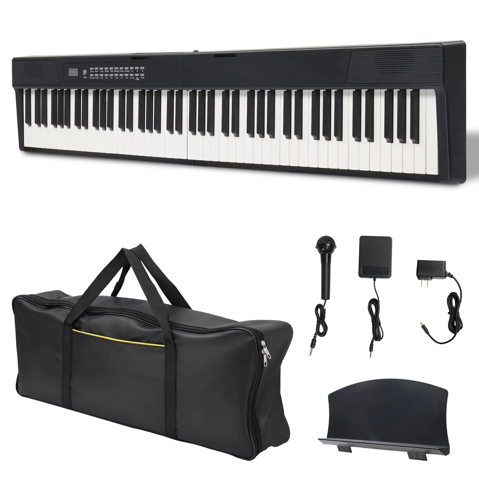 GPPS01-106 88 Key Folding Digital Piano, Semi-Weighted Standard Keyboard, MIDI Bluetooth, Includes Handbag & Headphones, Black view 2