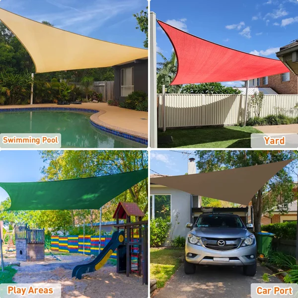 6'X8' sand-colored HDPE sunshade sail view 6