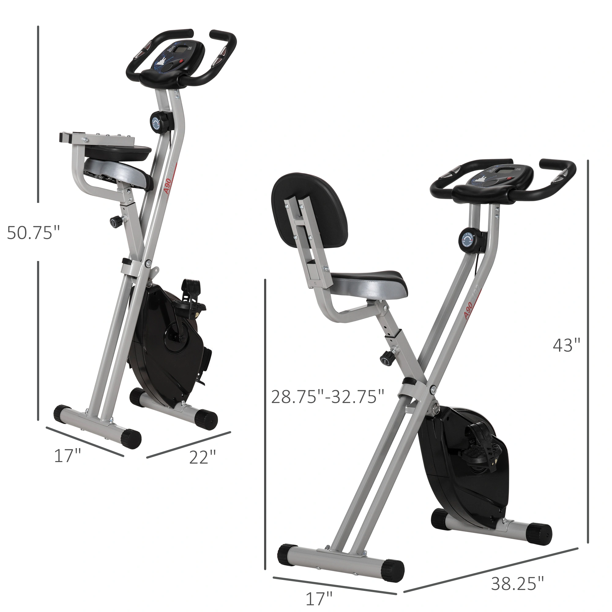 Portable Exercise Pedal Bike with Resistance Bands, Foldable Indoor Cycling Machine for Home Office Leg Workouts view 2