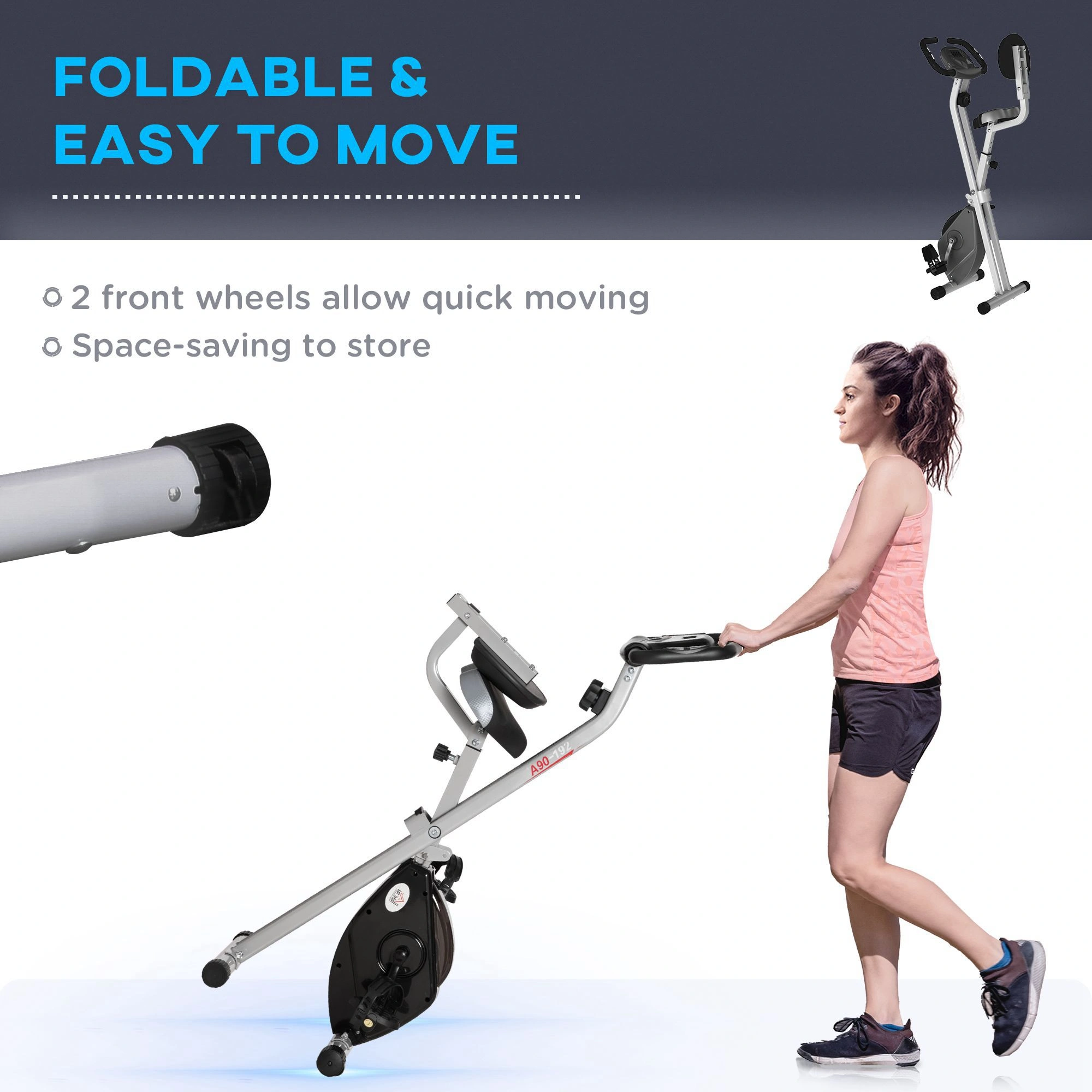 Portable Exercise Pedal Bike with Resistance Bands, Foldable Indoor Cycling Machine for Home Office Leg Workouts view 3