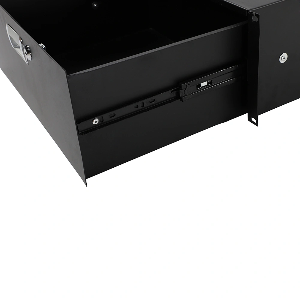 19" 4U Steel Plate DJ Drawer Equipment Cabinet with Keys Black view 3