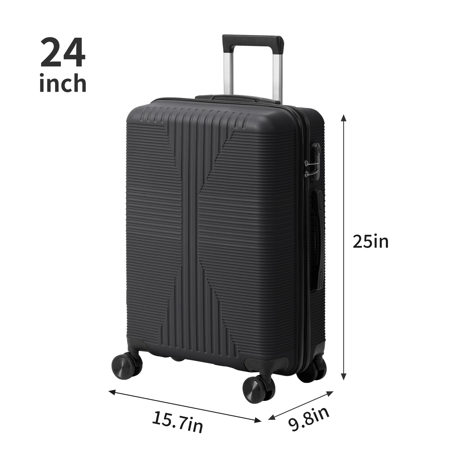 24-inch Non-TSA Customs Lock Suitcase PP Single Trolley Case Black view 3