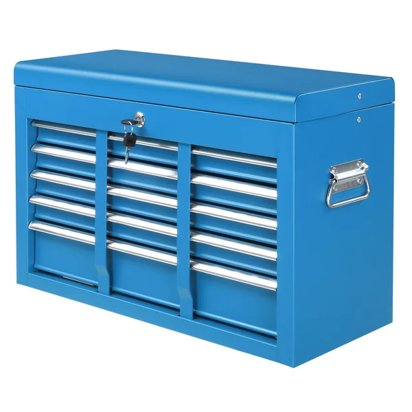 5-Drawer Lockable Steel Tool Chest, 330 lbs Capacity, Blue Heavy-Duty Tool Storage Cabinet with Drawer Liners & Lid Support for Workshop/Garage Maintenance view 3