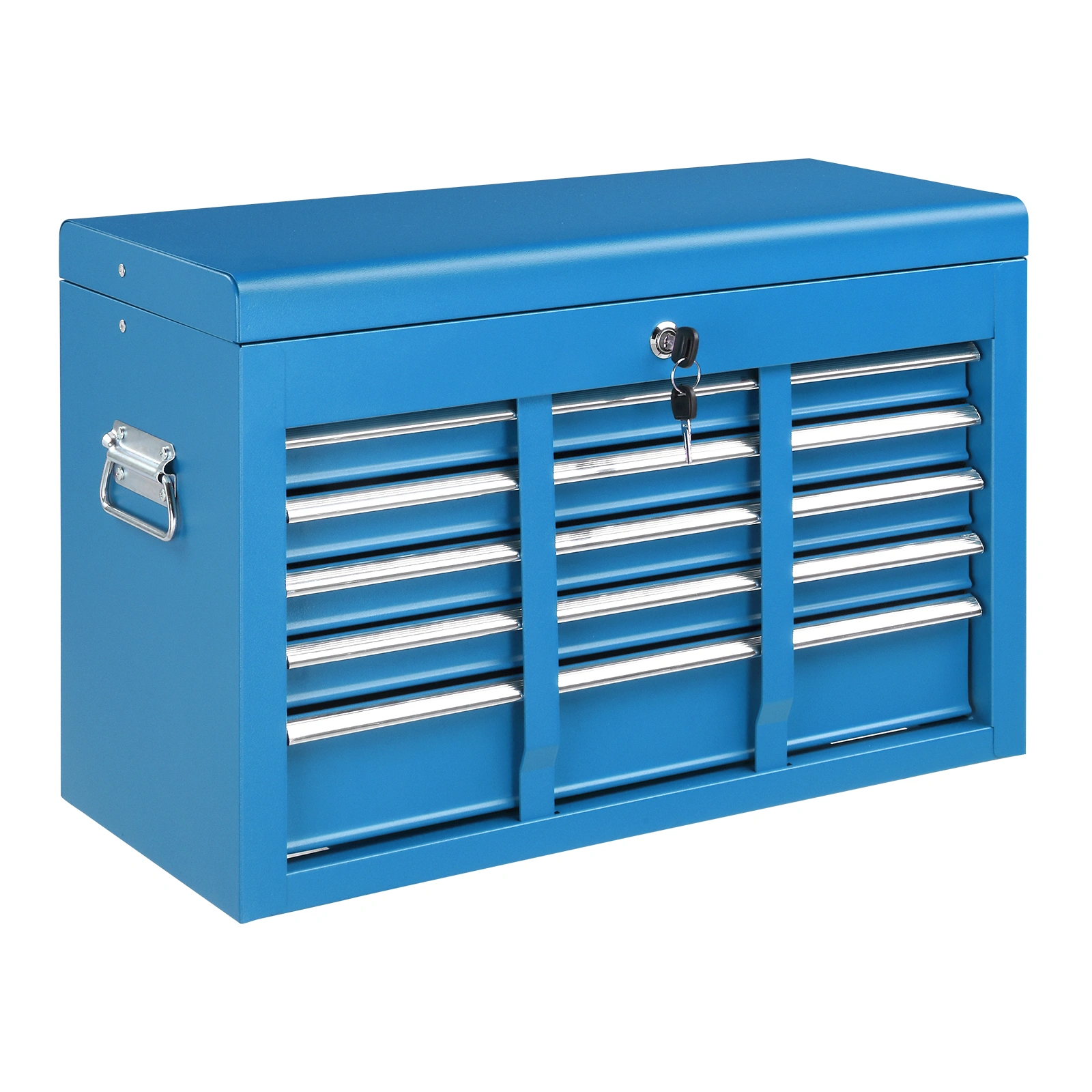 5-Drawer Lockable Steel Tool Chest, 330 lbs Capacity, Blue Heavy-Duty Tool Storage Cabinet with Drawer Liners & Lid Support for Workshop/Garage Maintenance view 4