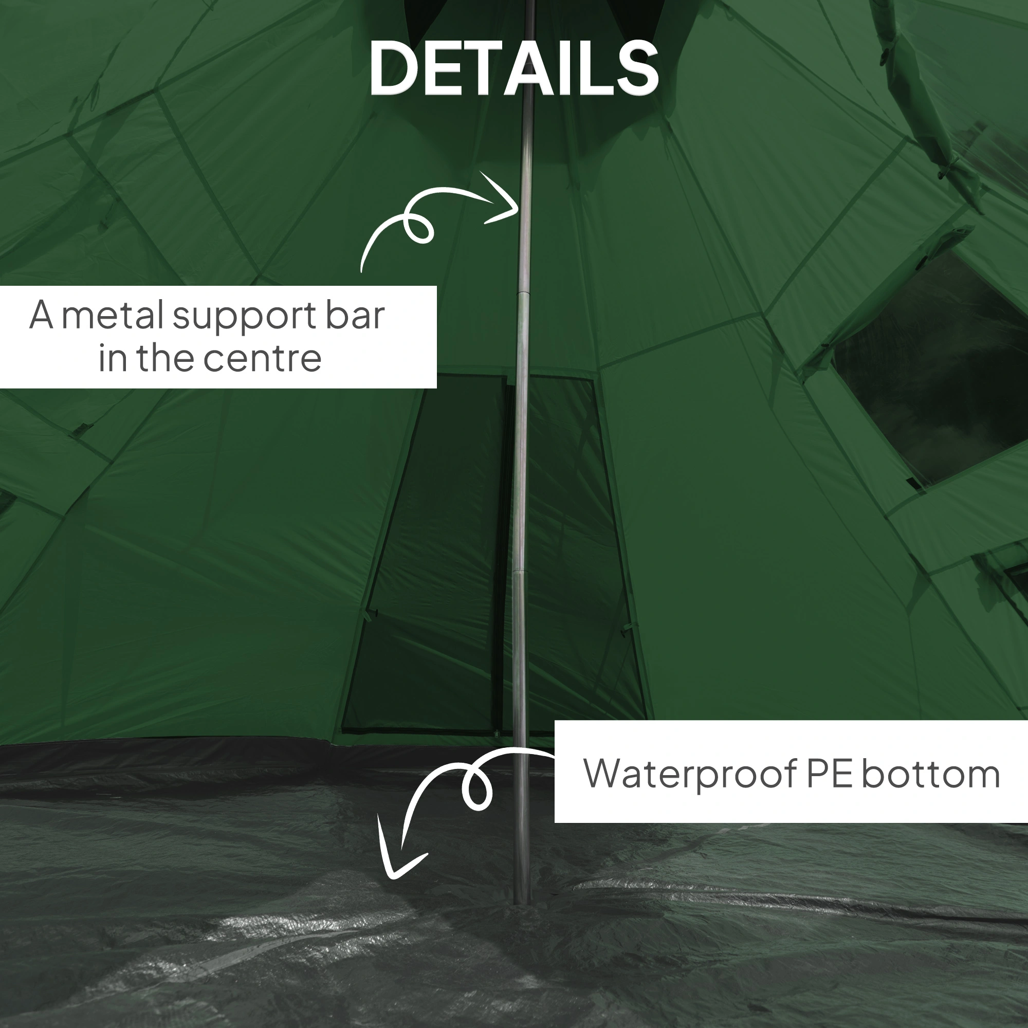 Camping Tent 3-4 Person, Waterproof Family Tent with Easy Setup, Vestibule & Carry Bag view 3