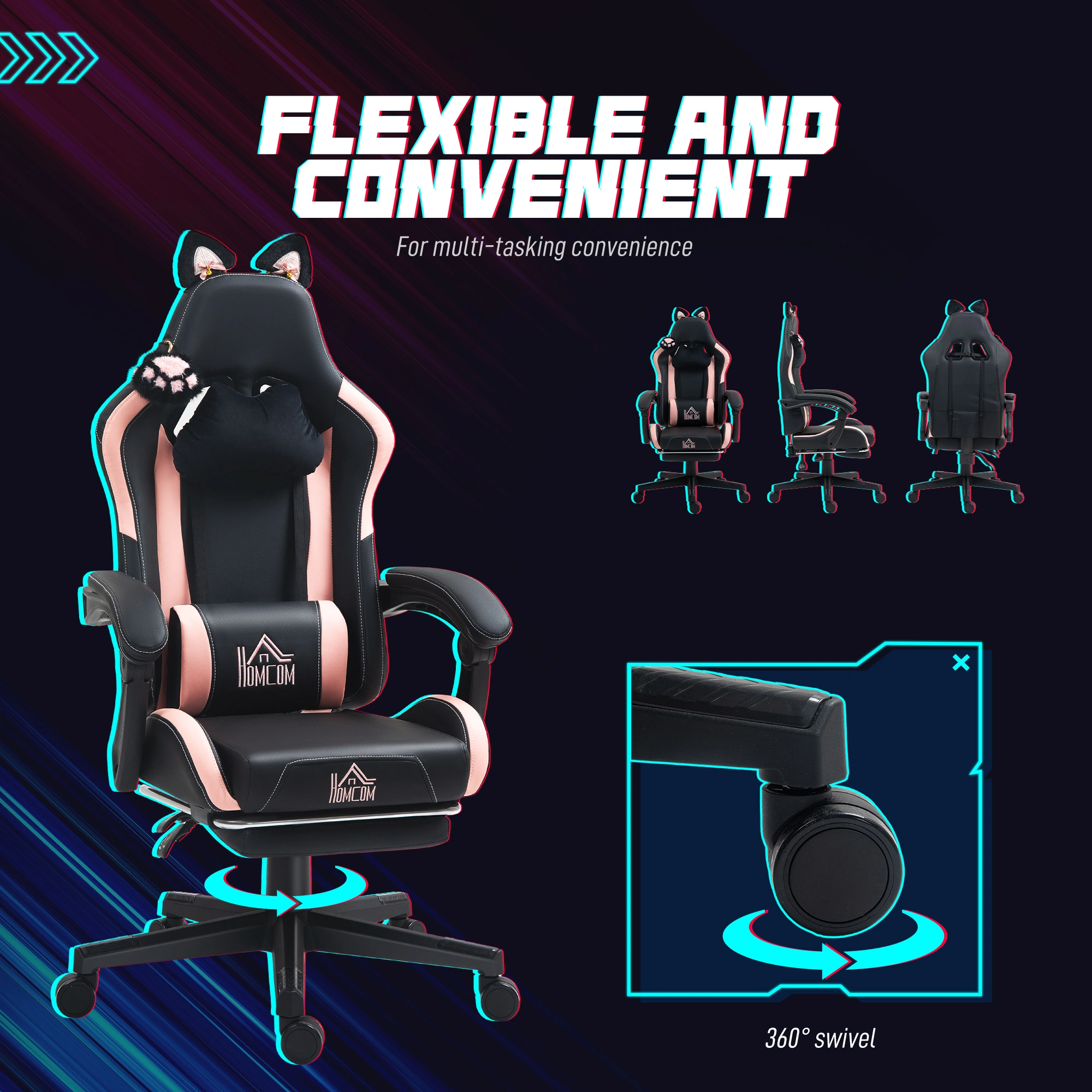 Gaming Chair Ergonomic Computer Chair with Lumbar Support, High Back Racing Style Recliner view 2