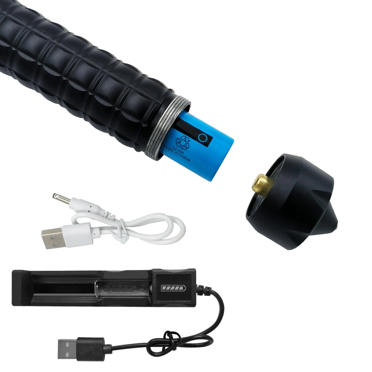USB Rechargeable LED Flashlight, Retractable Torch, 3-Mode Zoomable, Security Light for Outdoor Camping Hiking view 4