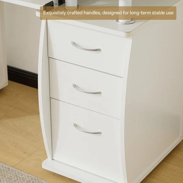 Embossed White Particle Board with Melamine Laminate 1155574cm One-Door Three-Drawer Computer Desk view 3