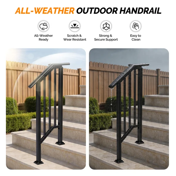 Handrails for Outdoor Steps Fits 1 to 2 Steps view 6