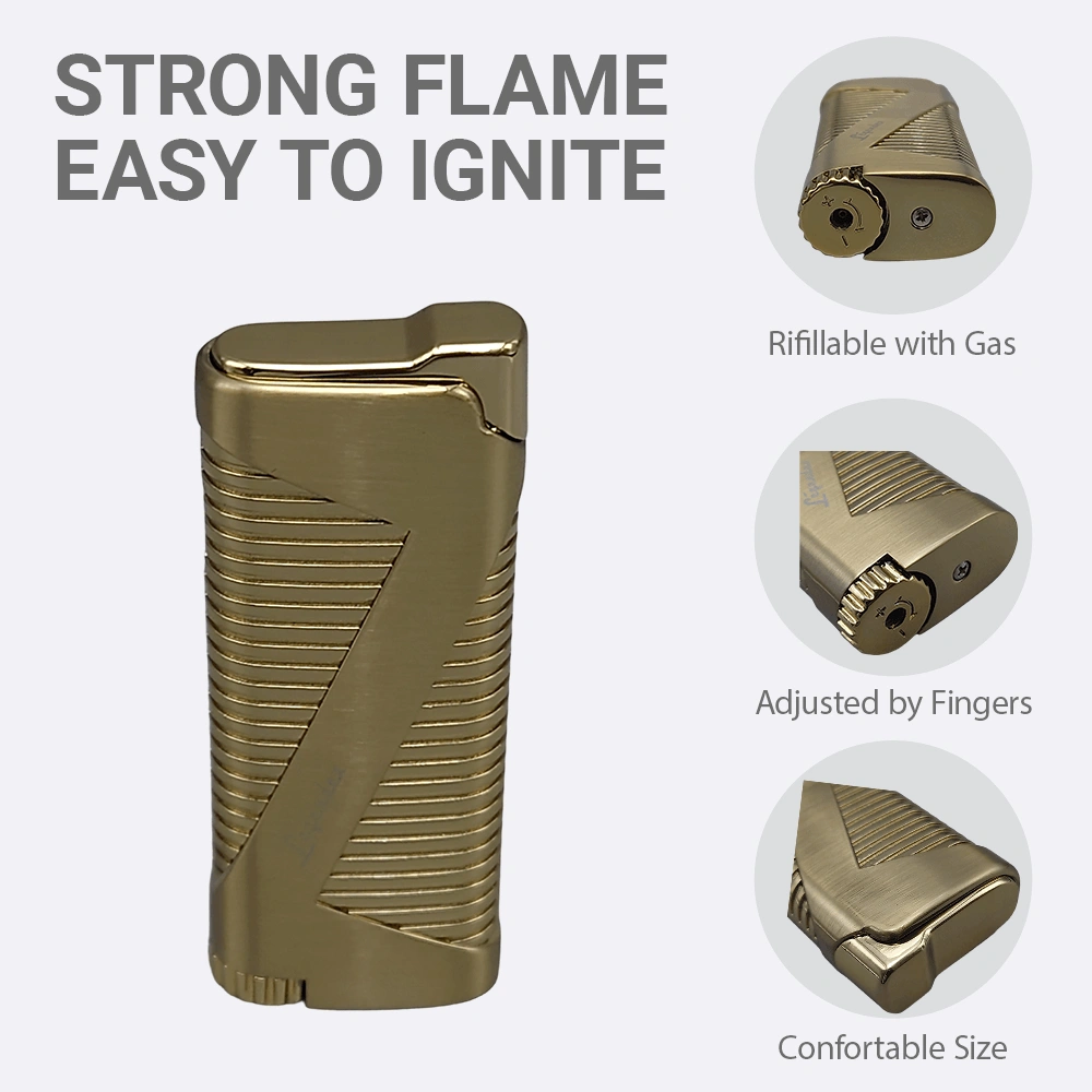 LEGENDEX PIONEER Torch Lighter Gold, Refillable Adjustable Flame, Windproof for Cigar, Cigarette, Kitchen, Outdoor Use view 3