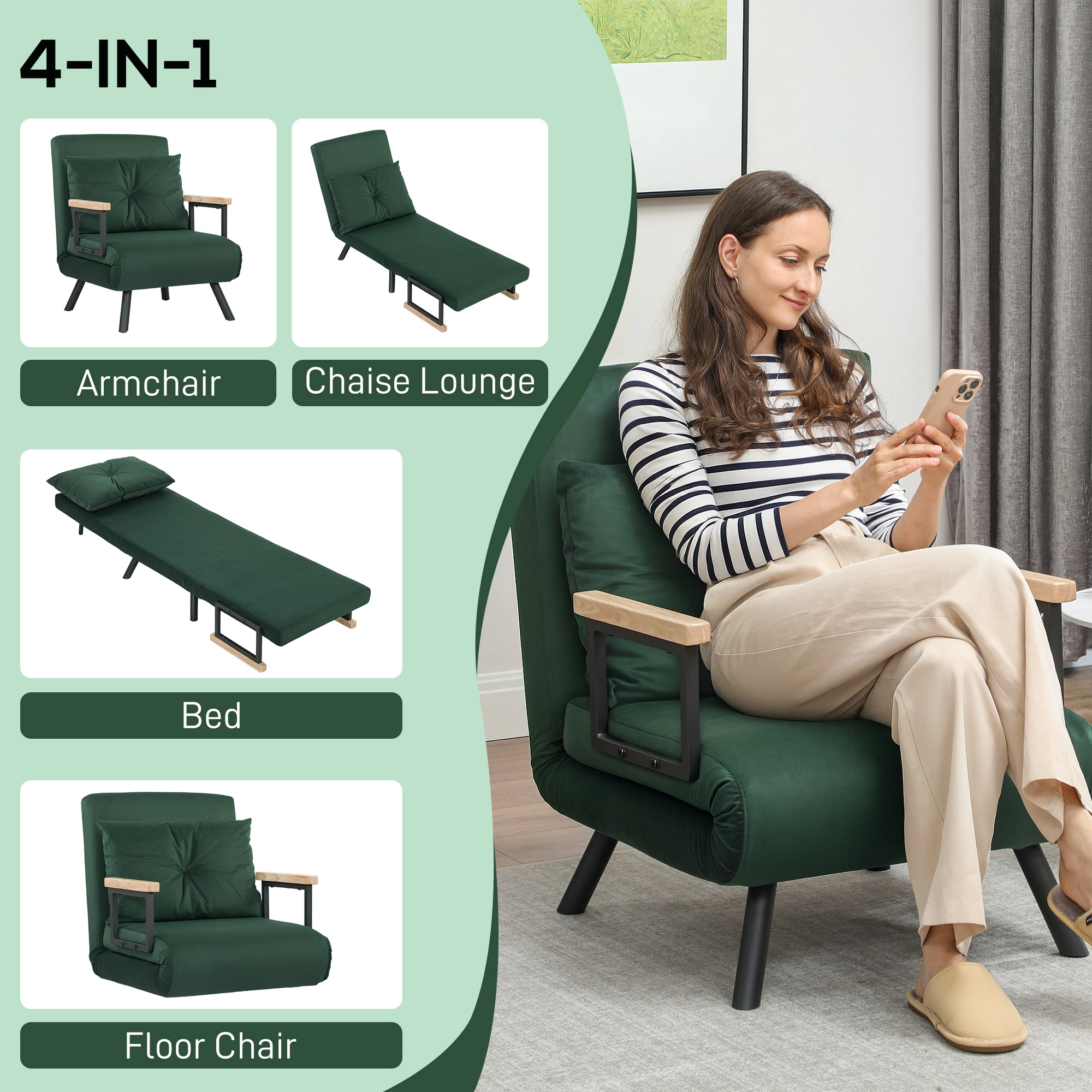 Sofa Chair - Modern Accent Armchair with Cushioned Seat, Compact Loveseat for Living Room, Bedroom, Small Spaces, Easy Assembly view 4