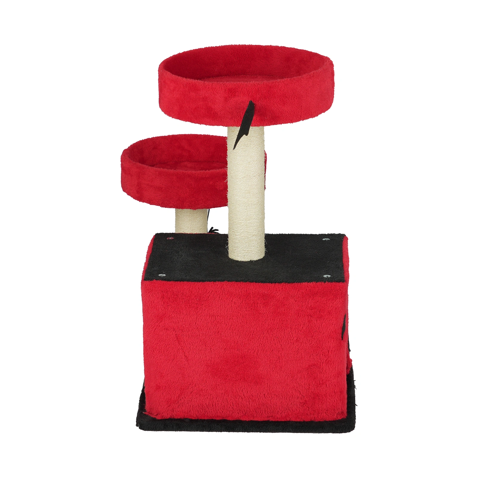 26" Gothic Cat Tree Tower with Spacious Condo, 2 Padded Perches, Scratching Posts & Ladder, Spider Toy for Large Cats, Red & Black view 2