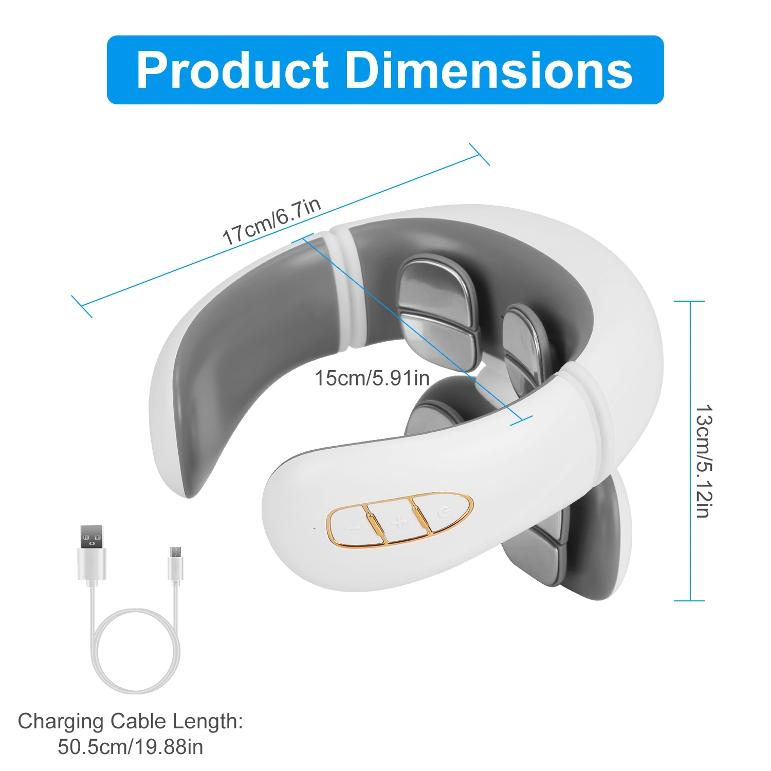 Portable Heated Neck Massager with Remote, TENS EMS 8 Heads, 6 Modes 20 Intensities, 15Min Auto Off, USB Rechargeable, Electric Pulse Neck Pain Relief view 3