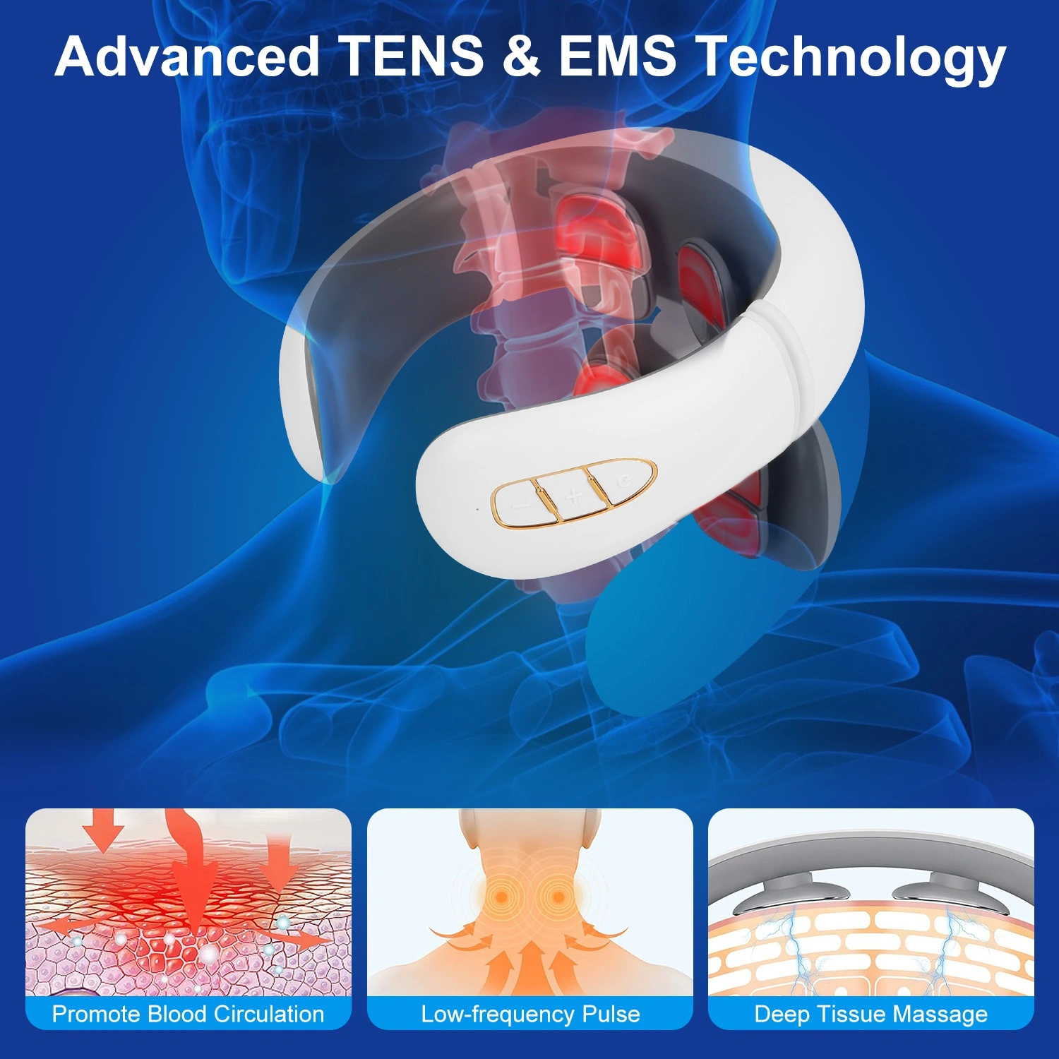 Portable Heated Neck Massager with Remote, TENS EMS 8 Heads, 6 Modes 20 Intensities, 15Min Auto Off, USB Rechargeable, Electric Pulse Neck Pain Relief view 5