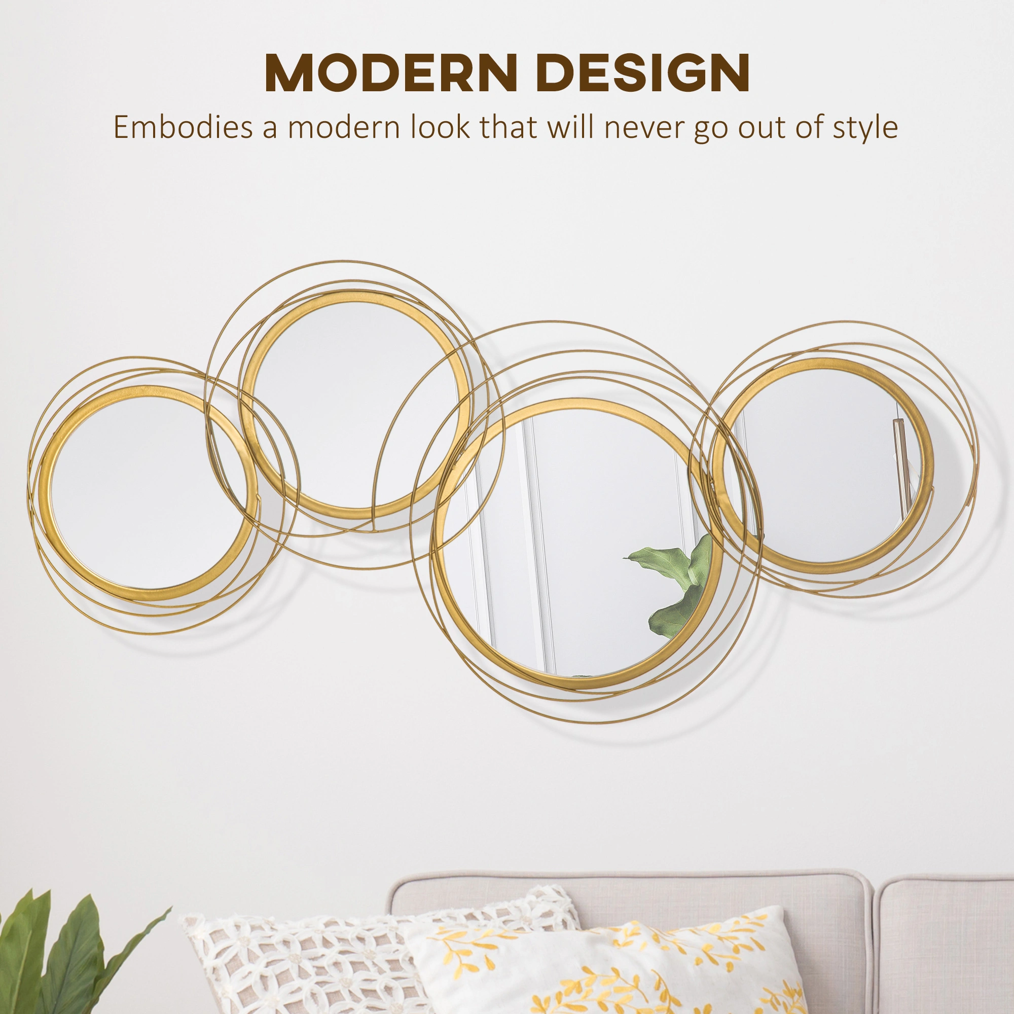 Wall Mirror - Decorative Home Hanging Mirror for Living Room Bedroom Bathroom Entryway Decor view 3