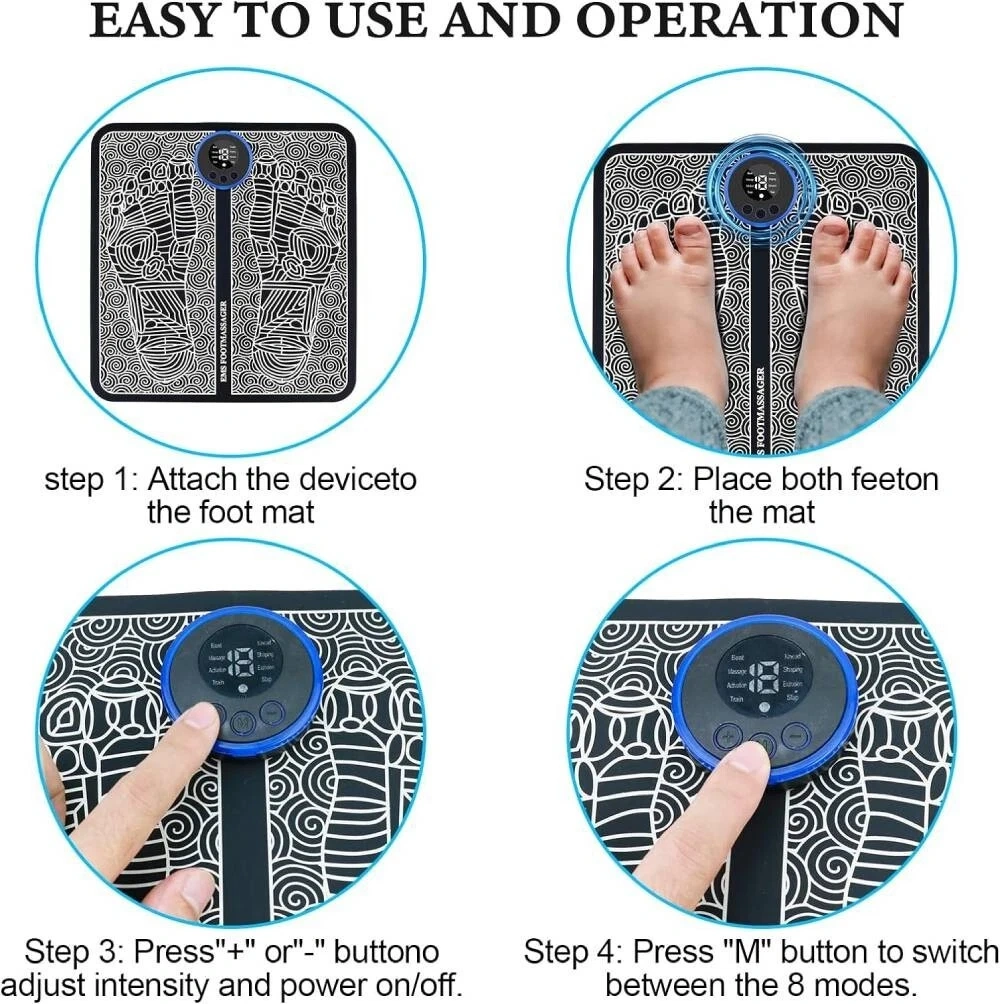 Electric Foot Massager Pad - 19 Levels, 8 Modes Muscle Stimulator Mat for Blood Circulation view 4