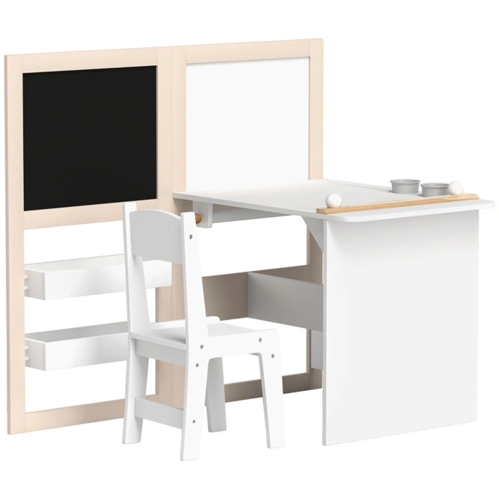 Kids Table and Chair Set Adjustable Height Wood Study Desk and Chair Combo for Toddlers Preschool Home Learning