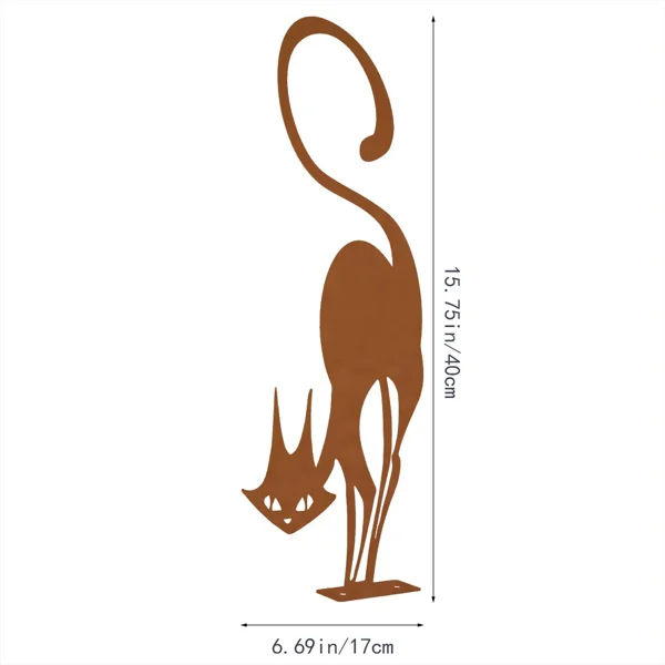 CIFbuy1pc Charming Rusty Series of Wrought Iron Crafts - Cat Halloween Fence Ornaments. Outdoor Garden Statue Ornaments for Garden Party Decor.(TikTok/temu self-pickup orders) view 3