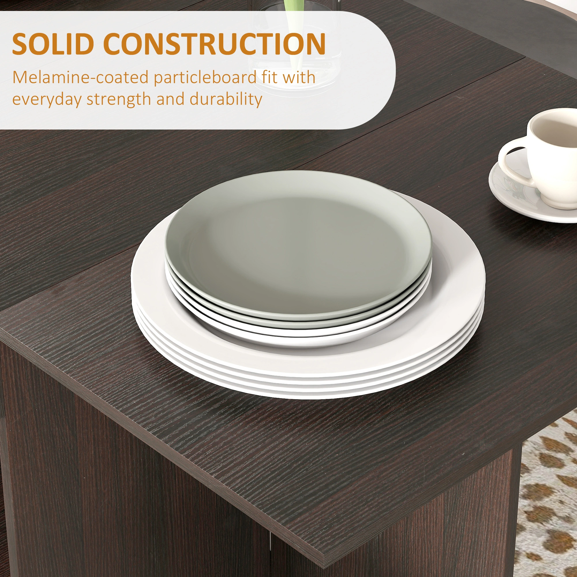 Modern Dining Table 59" Rectangular Wood Kitchen Table Natural Walnut Finish Seating for 4-6 view 5